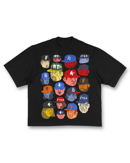 BLACK “BASEBALL HAT” OVERSIZED TEE