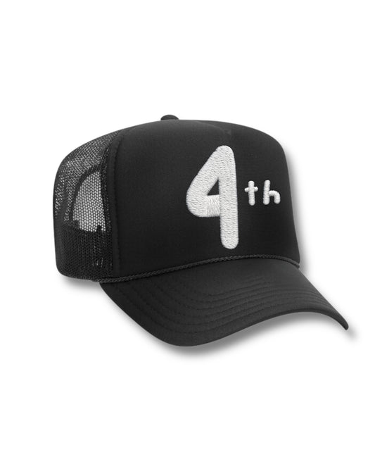 WHITE "4th" TRUCKER HAT ( Select Color )