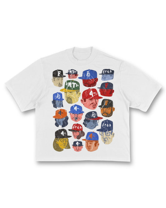 WHITE “BASEBALL HAT” OVERSIZED TEE