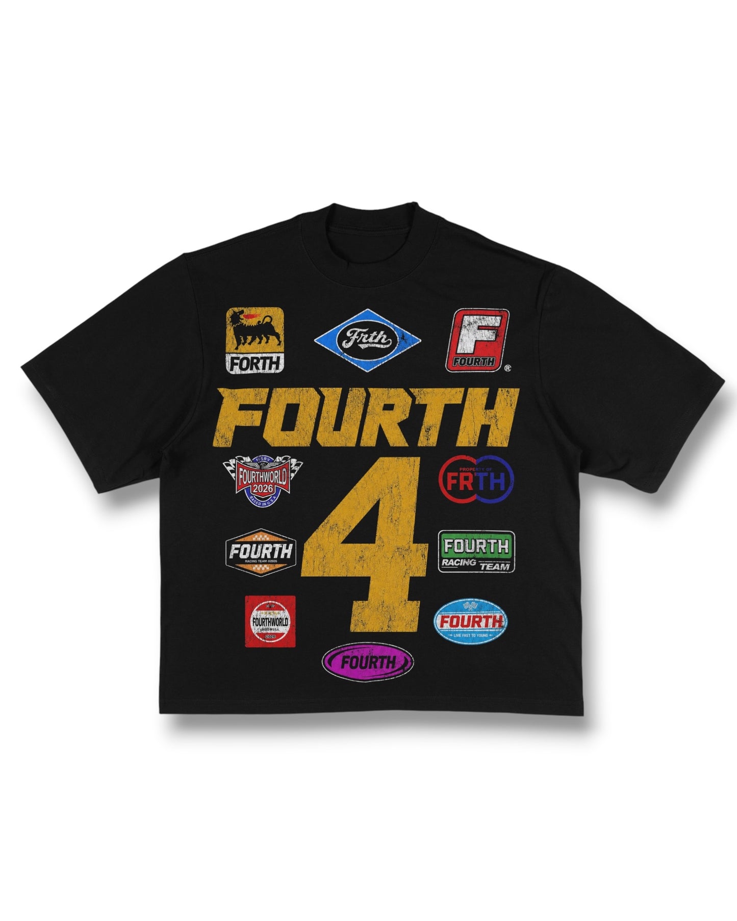 Black “4 Patch” Oversized Tee