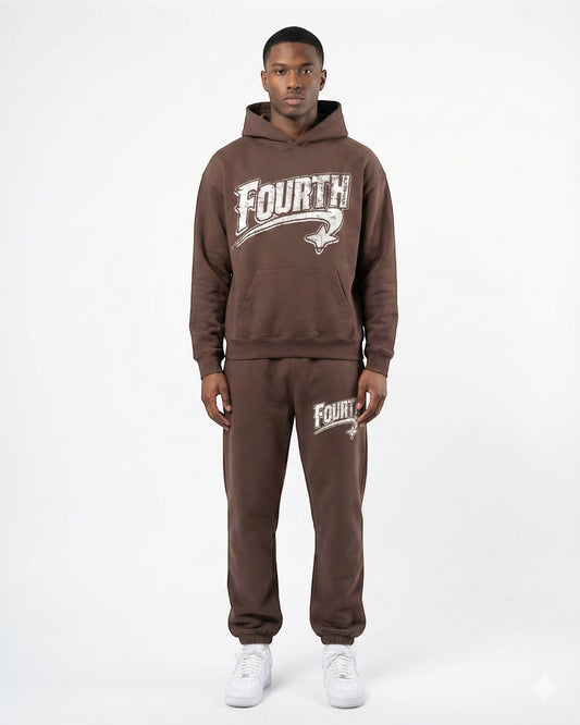 Brown Heavyweight “SWOOSH” Jogger Set