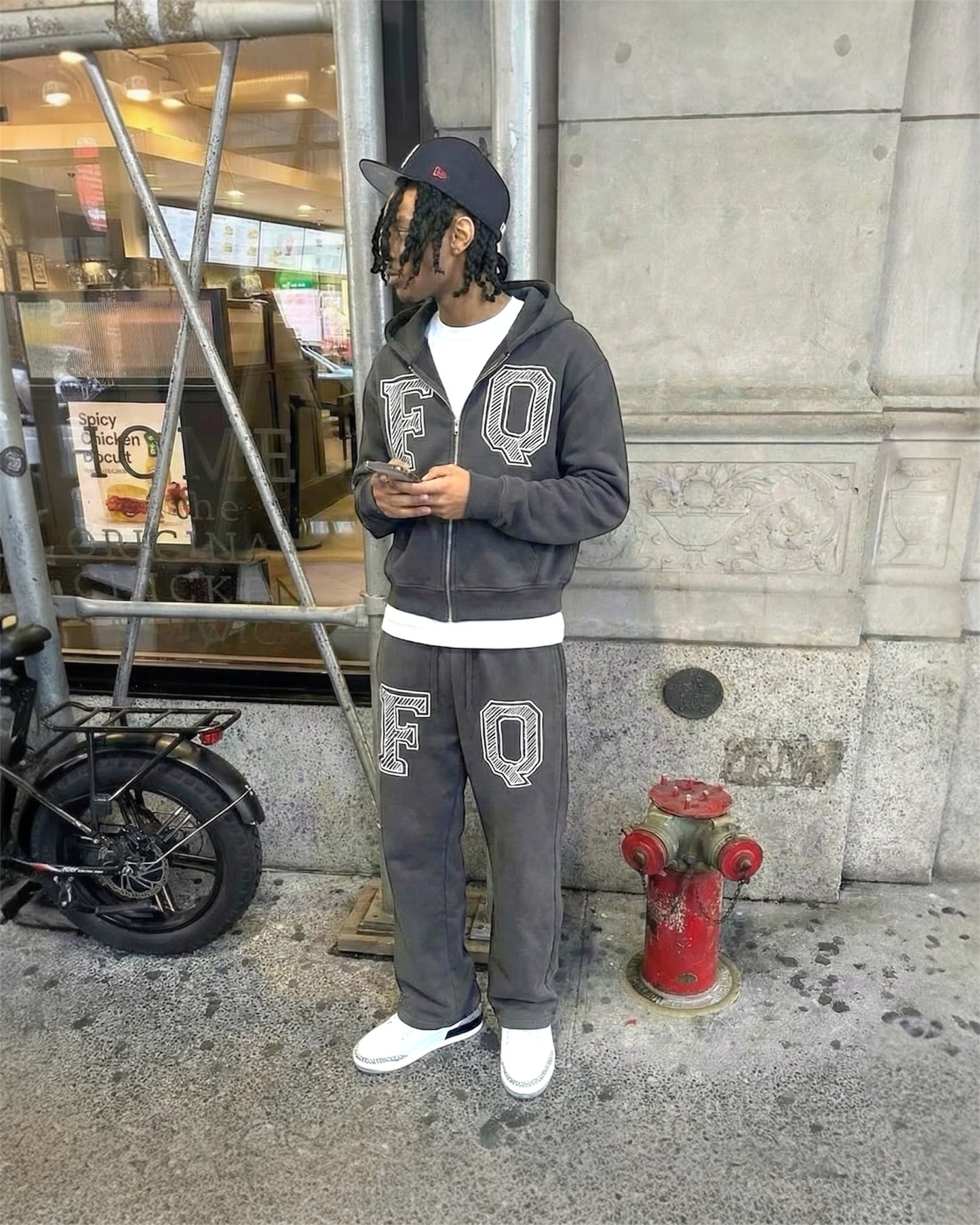 Grey Zip-Up Heavyweight “FQ” Jogger Set