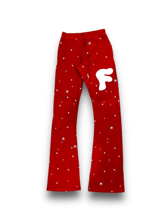 Red Flare “Bling” Jogger Bottoms