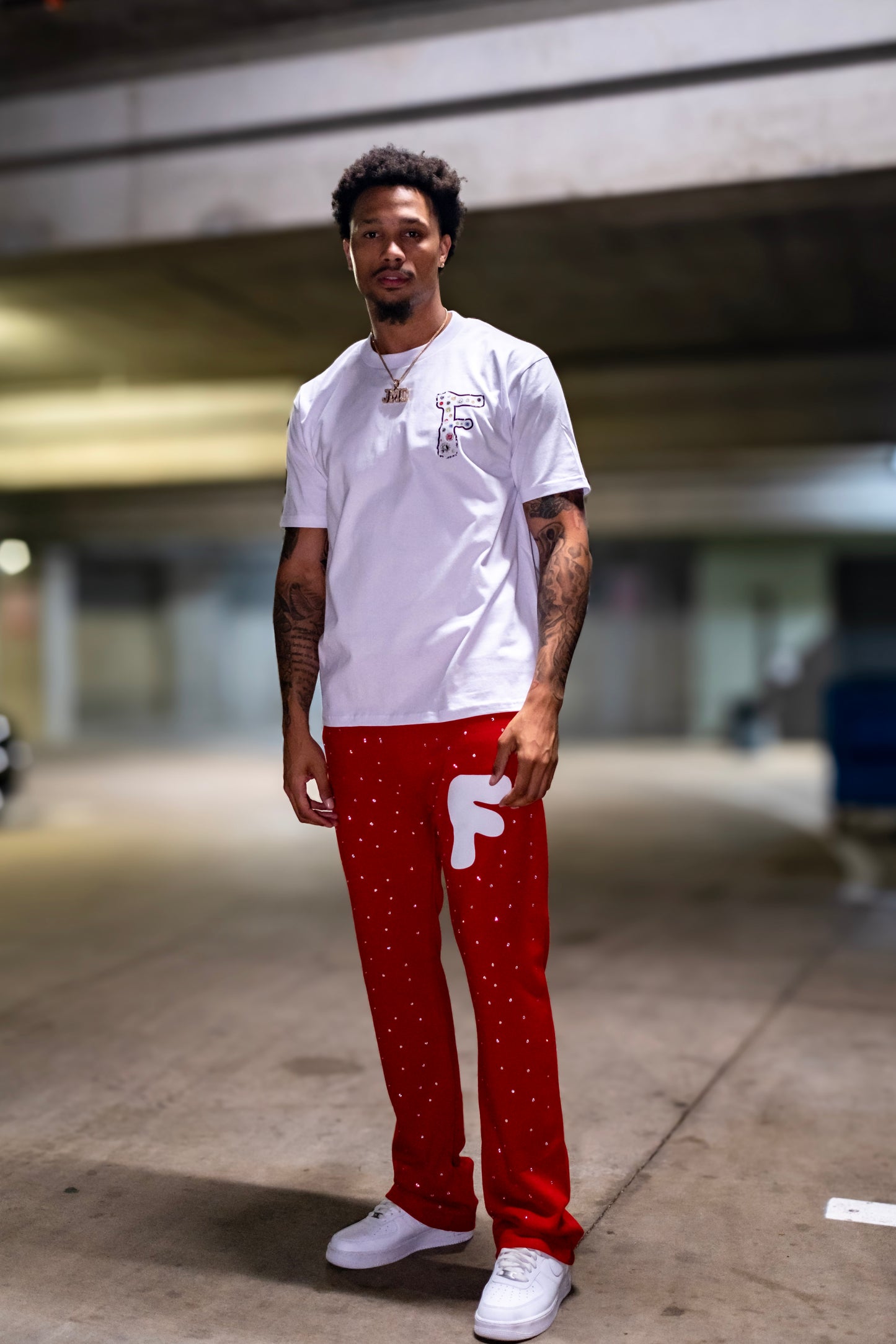 Red Flare “Bling” Jogger Bottoms