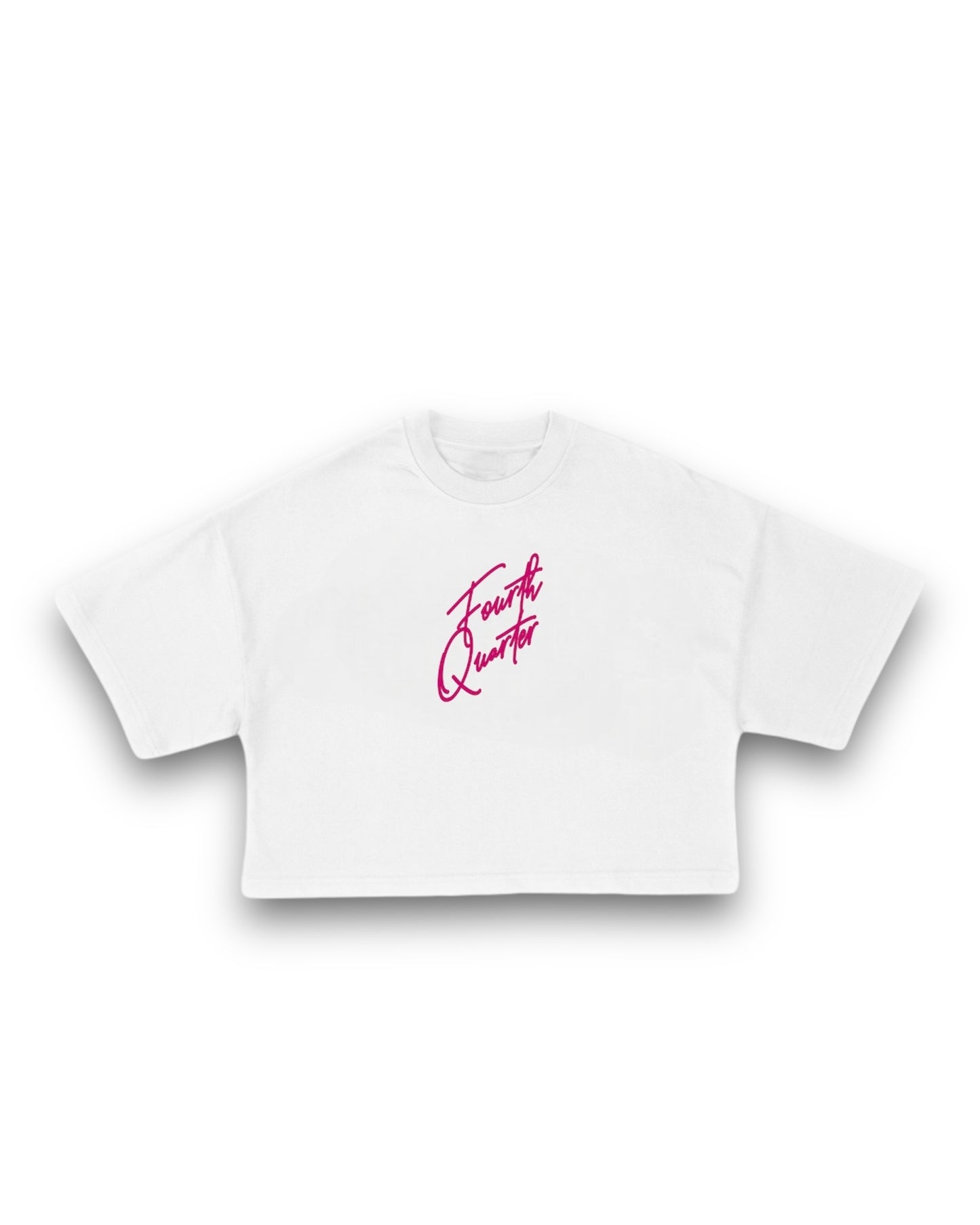 Stacked “FQ” Cropped Box Tee WHITE/HOT PINK