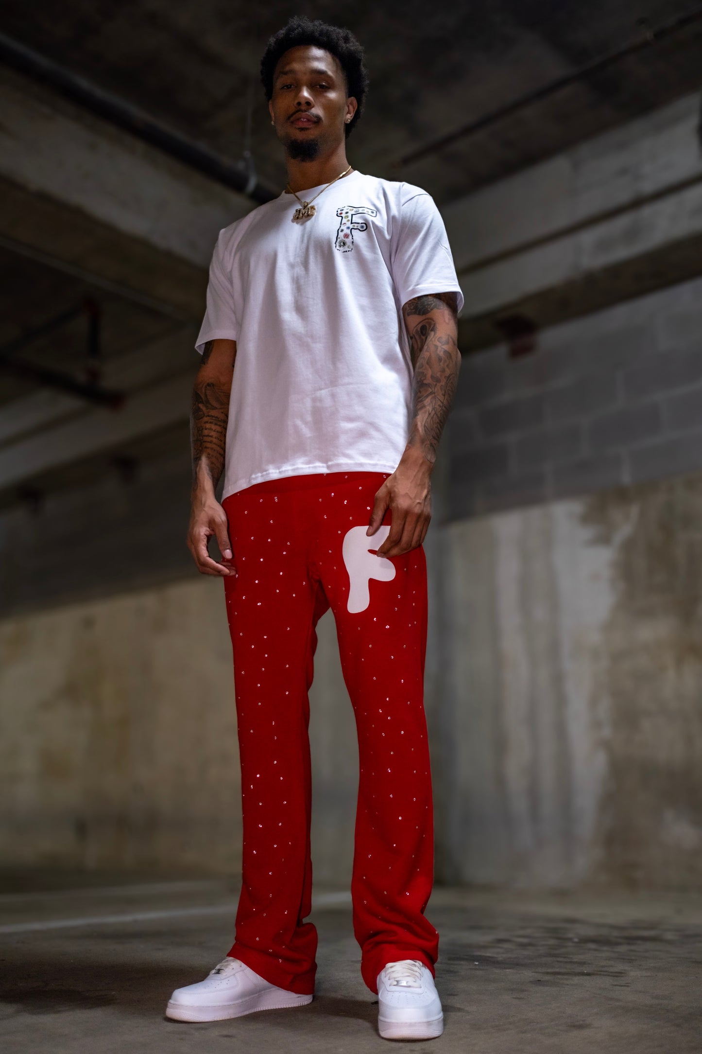 Red Flare “Bling” Jogger Bottoms