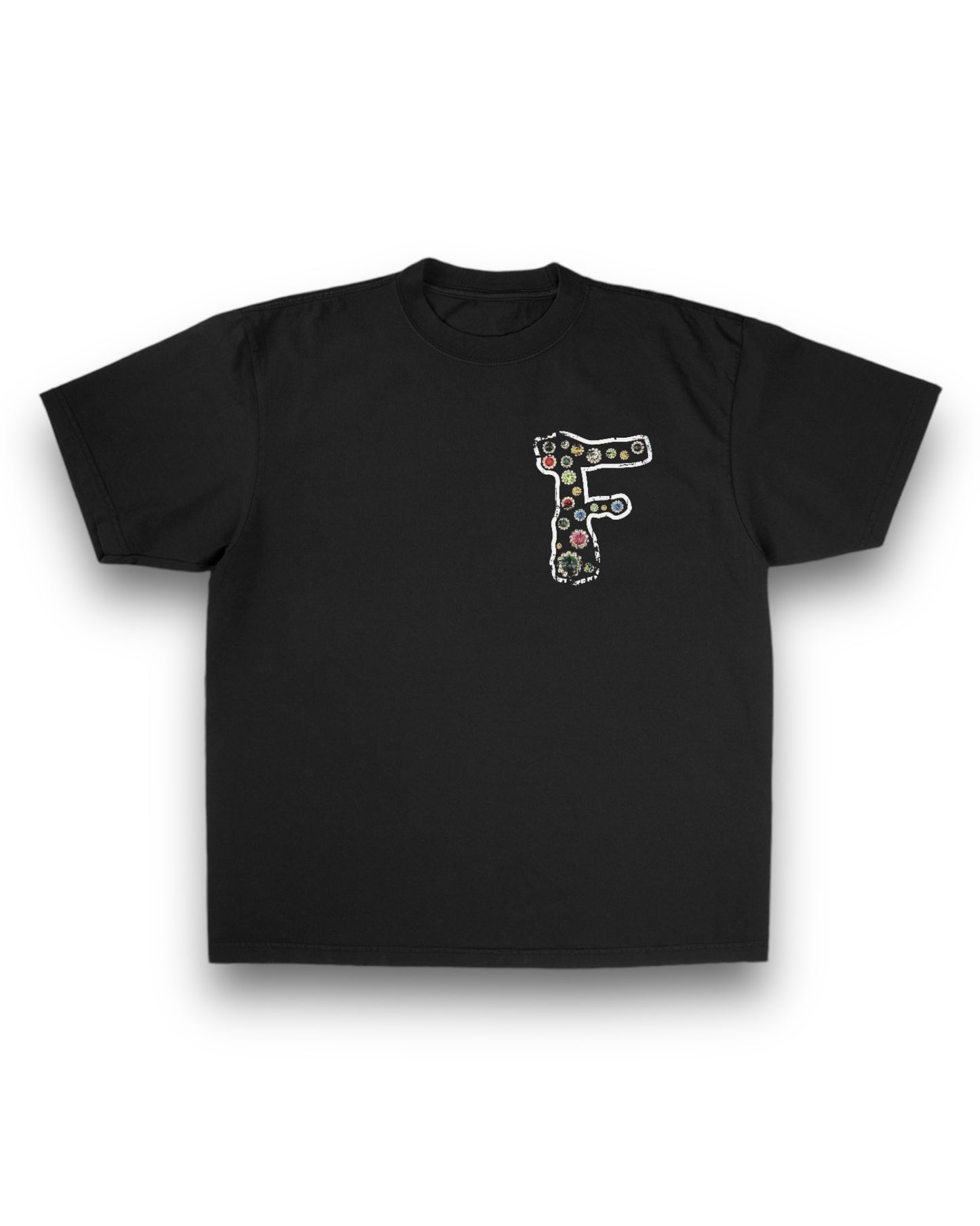 Black “Big F Rhinestone” Oversized Tee