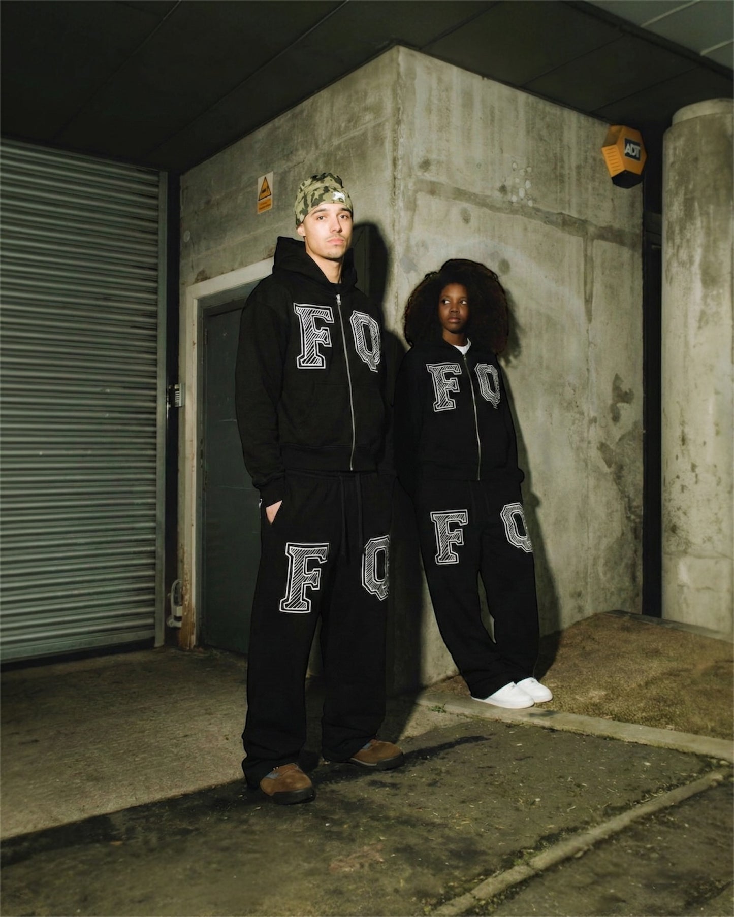 Black Zip-Up Heavyweight “FQ” Jogger Set