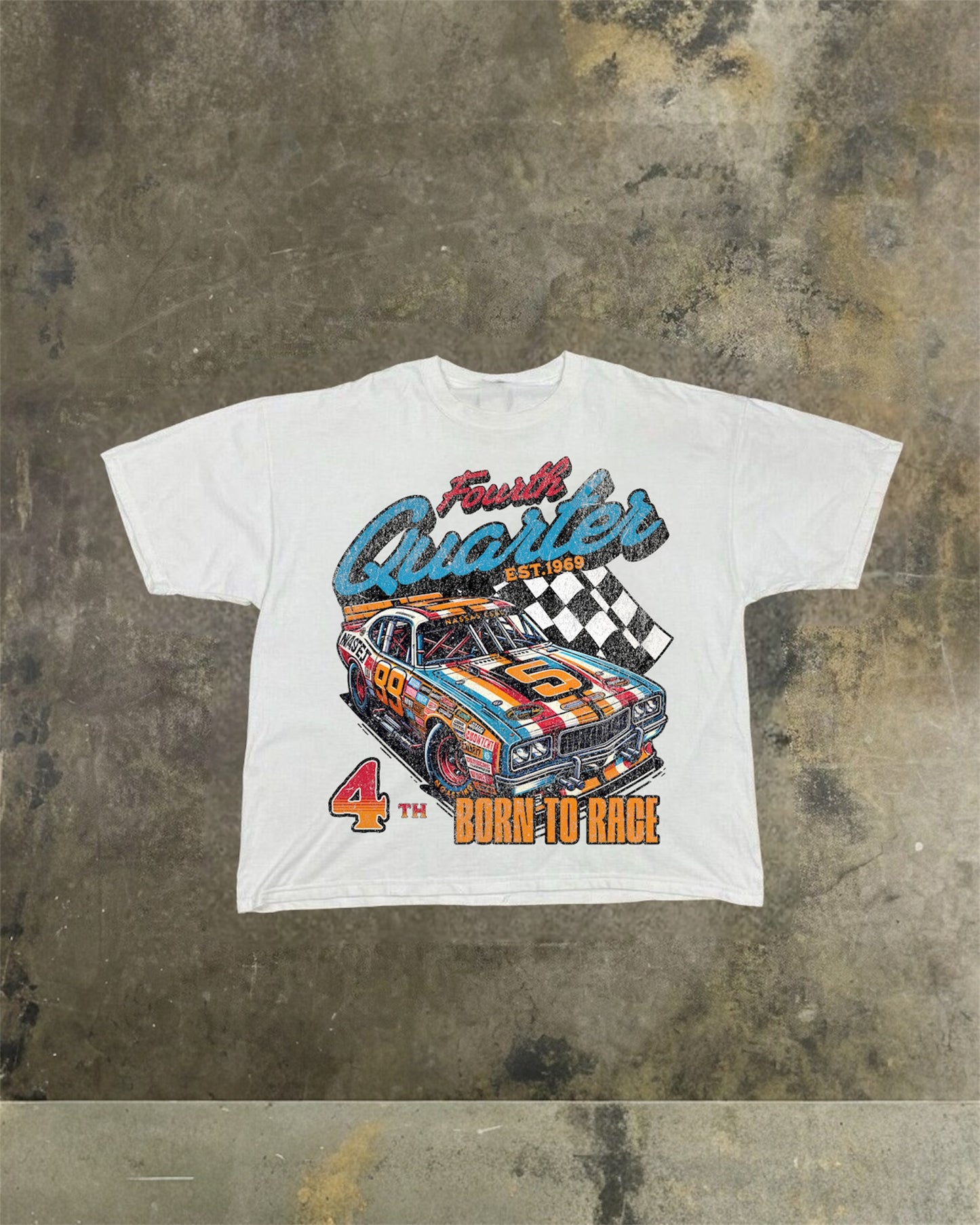 WHITE “BORN TO RACE” OVERSIZED TEE