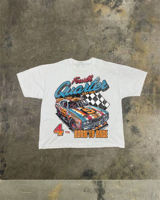 WHITE “BORN TO RACE” OVERSIZED TEE