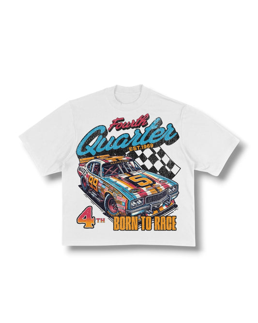 WHITE “BORN TO RACE” OVERSIZED TEE