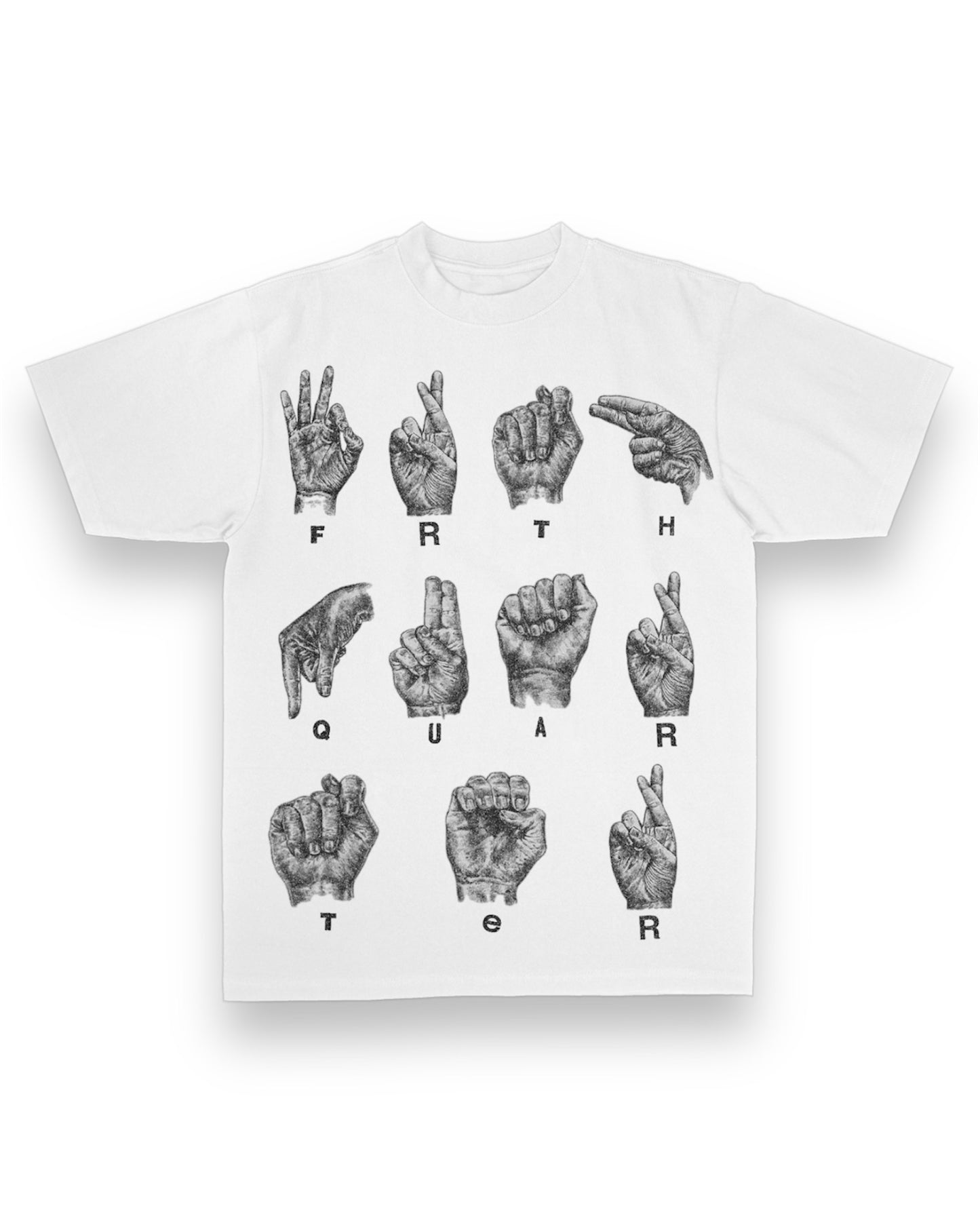 WHITE "SIGN LANGUAGE" OVERSIZED TEE