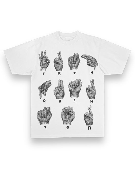 WHITE "SIGN LANGUAGE" OVERSIZED TEE