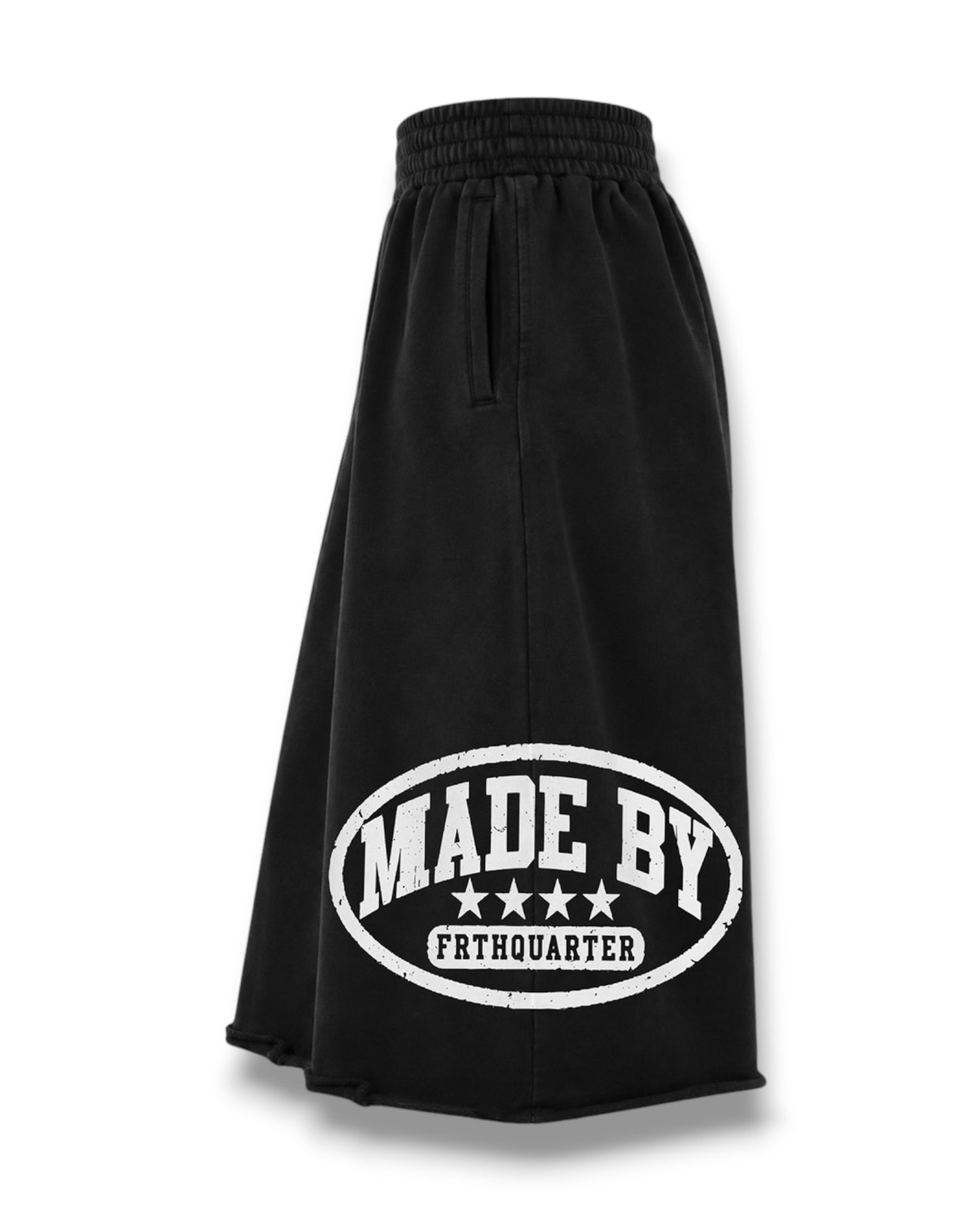 3/4 Black Heavyweight “MBF” Shorts