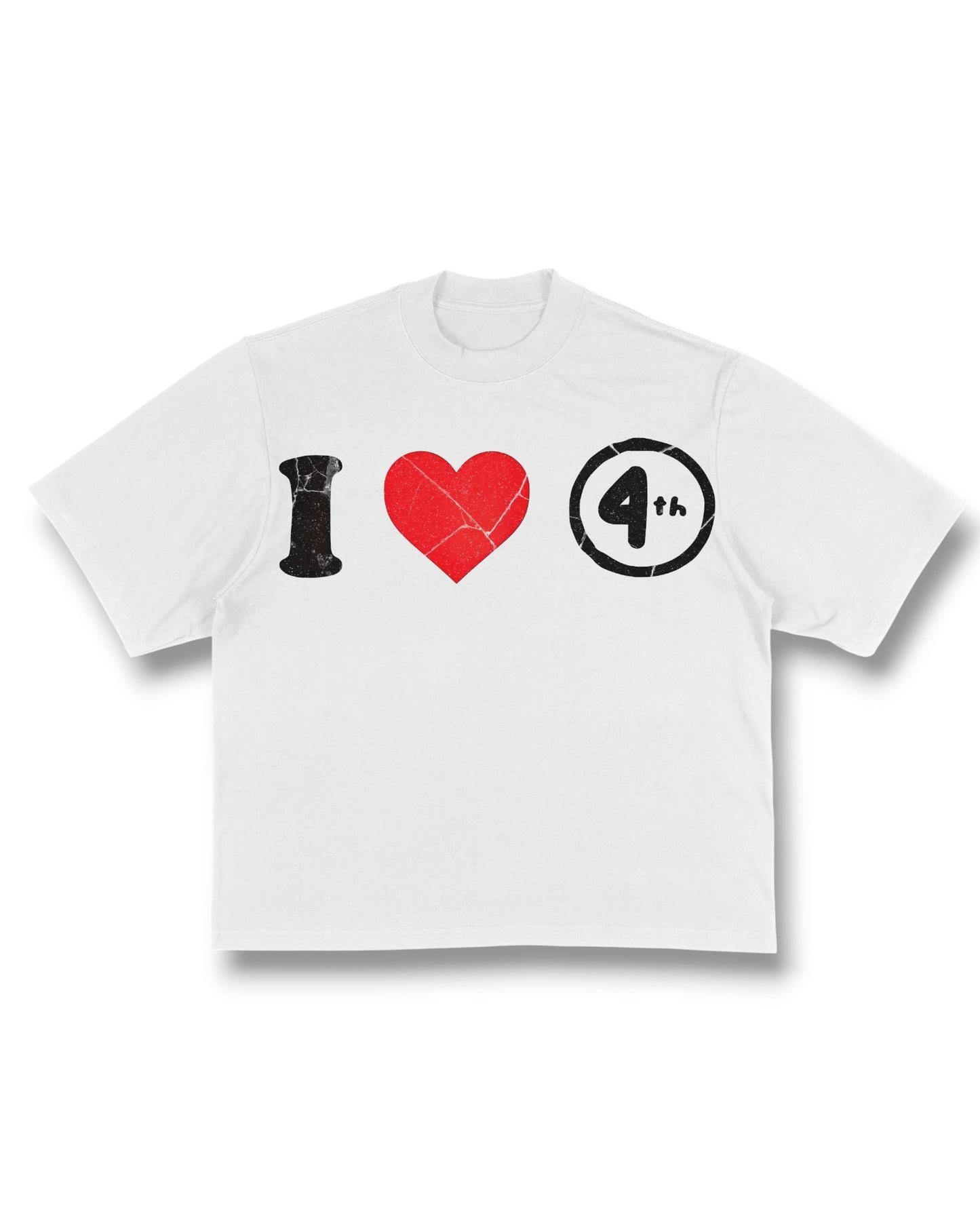 White “I ❤️ 4th” Oversized Tee