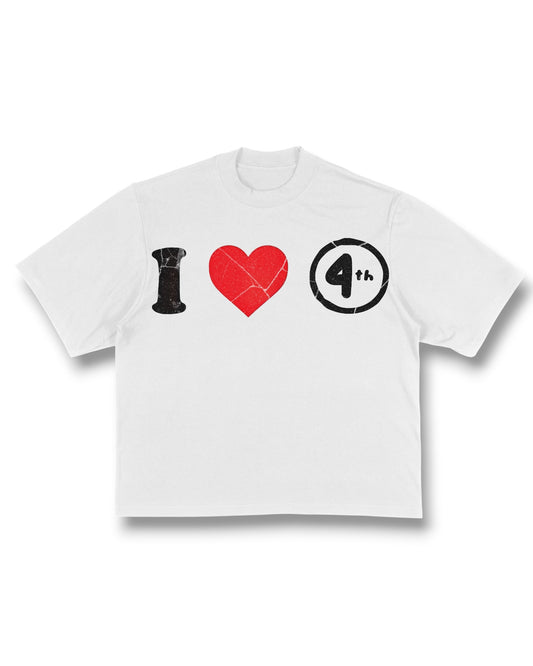 White “I ❤️ 4th” Oversized Tee
