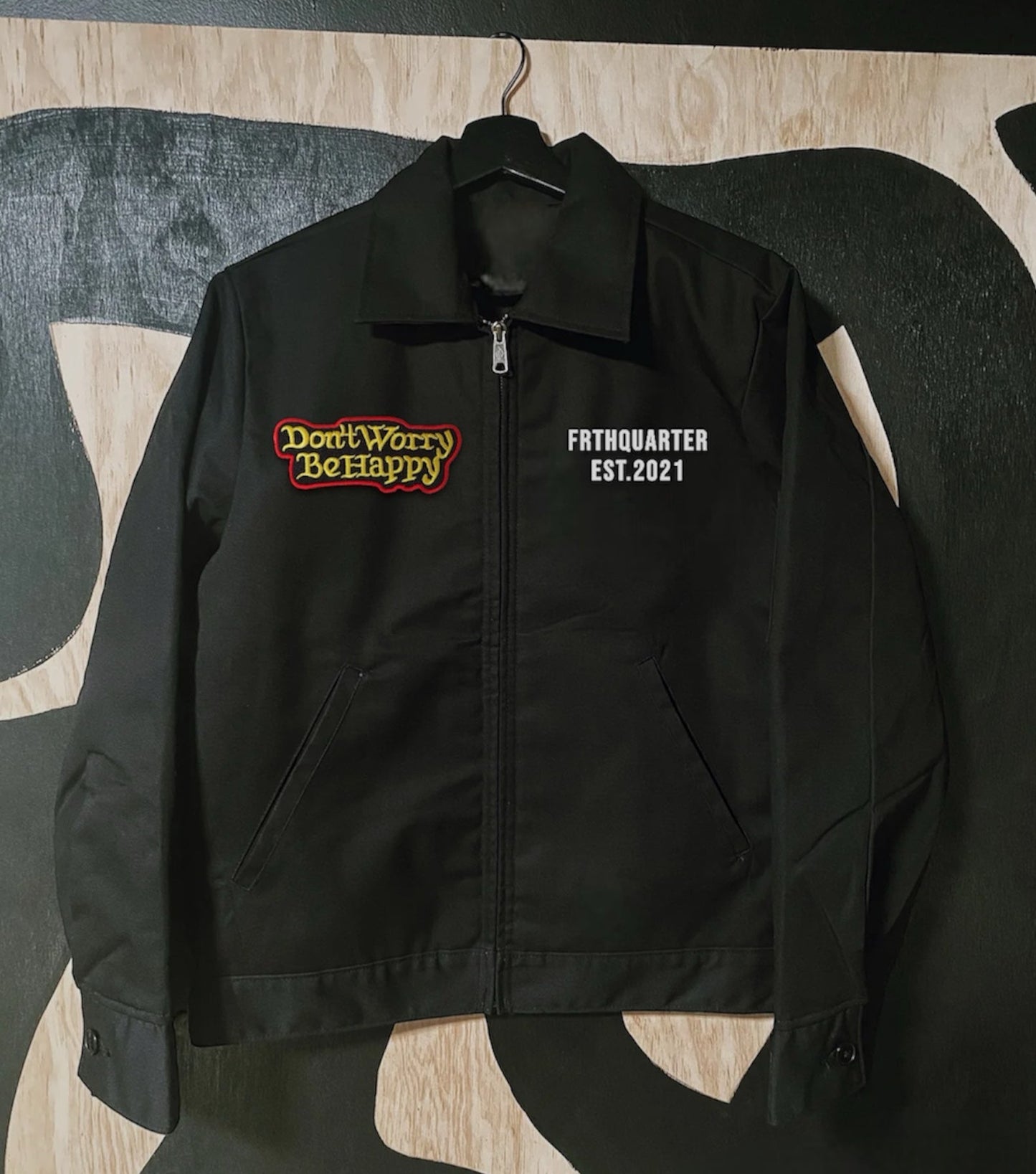 Black “Don’t Worry” Worker Jacket