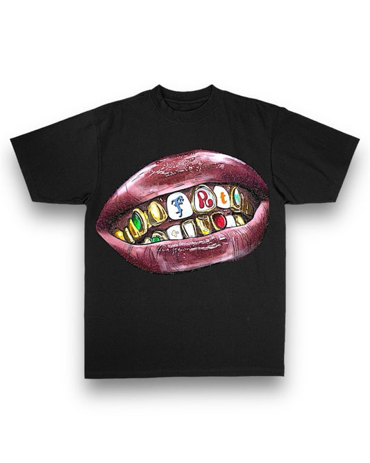 “Mouth Piece” Oversized Tee Black