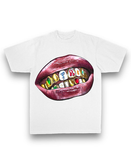 “Mouth Piece” Oversized Tee White