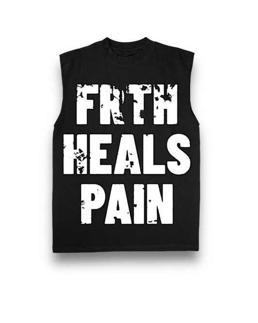 Black Sleeveless “Heals” Oversized Tee