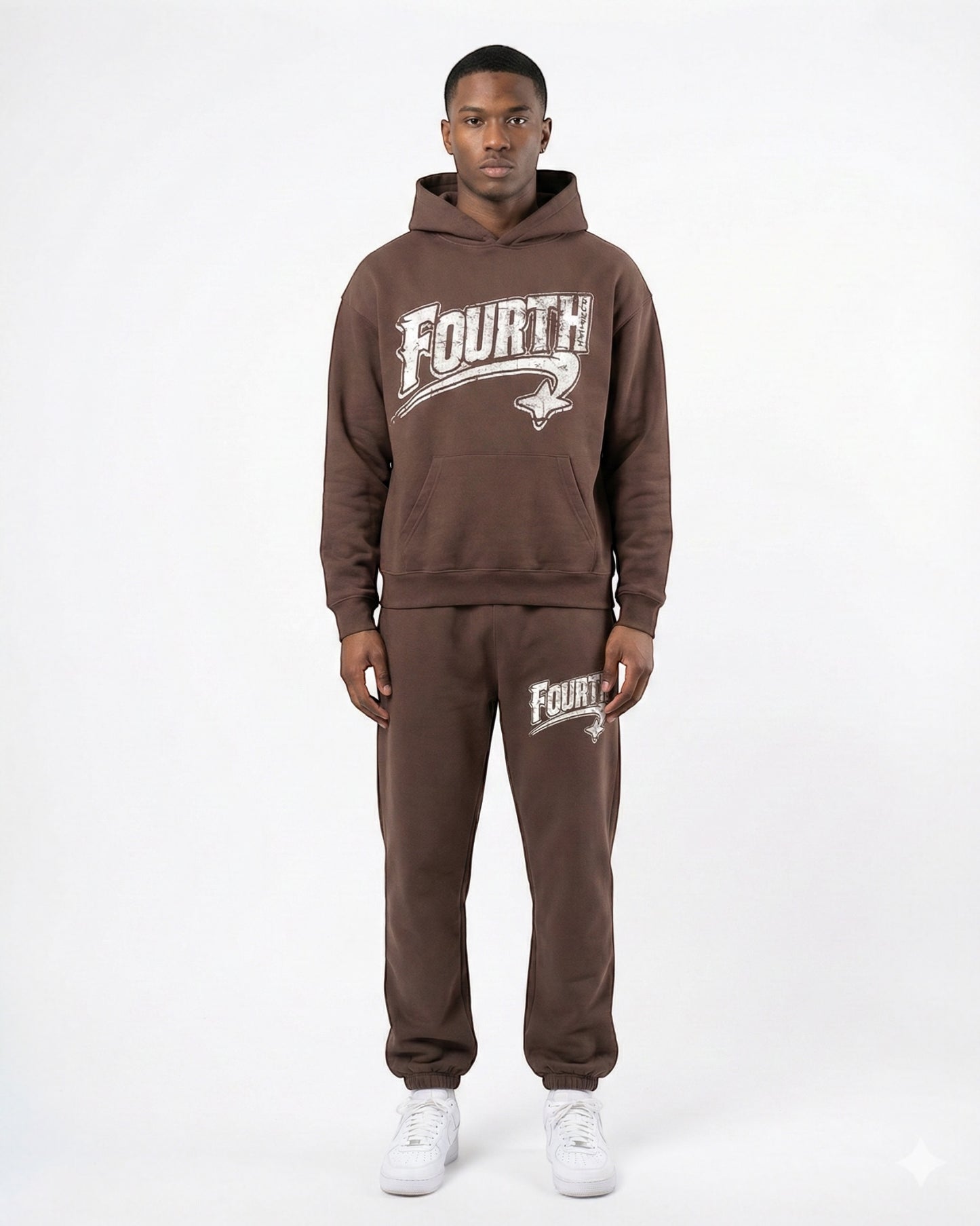 Brown Heavyweight “SWOOSH” Jogger Set