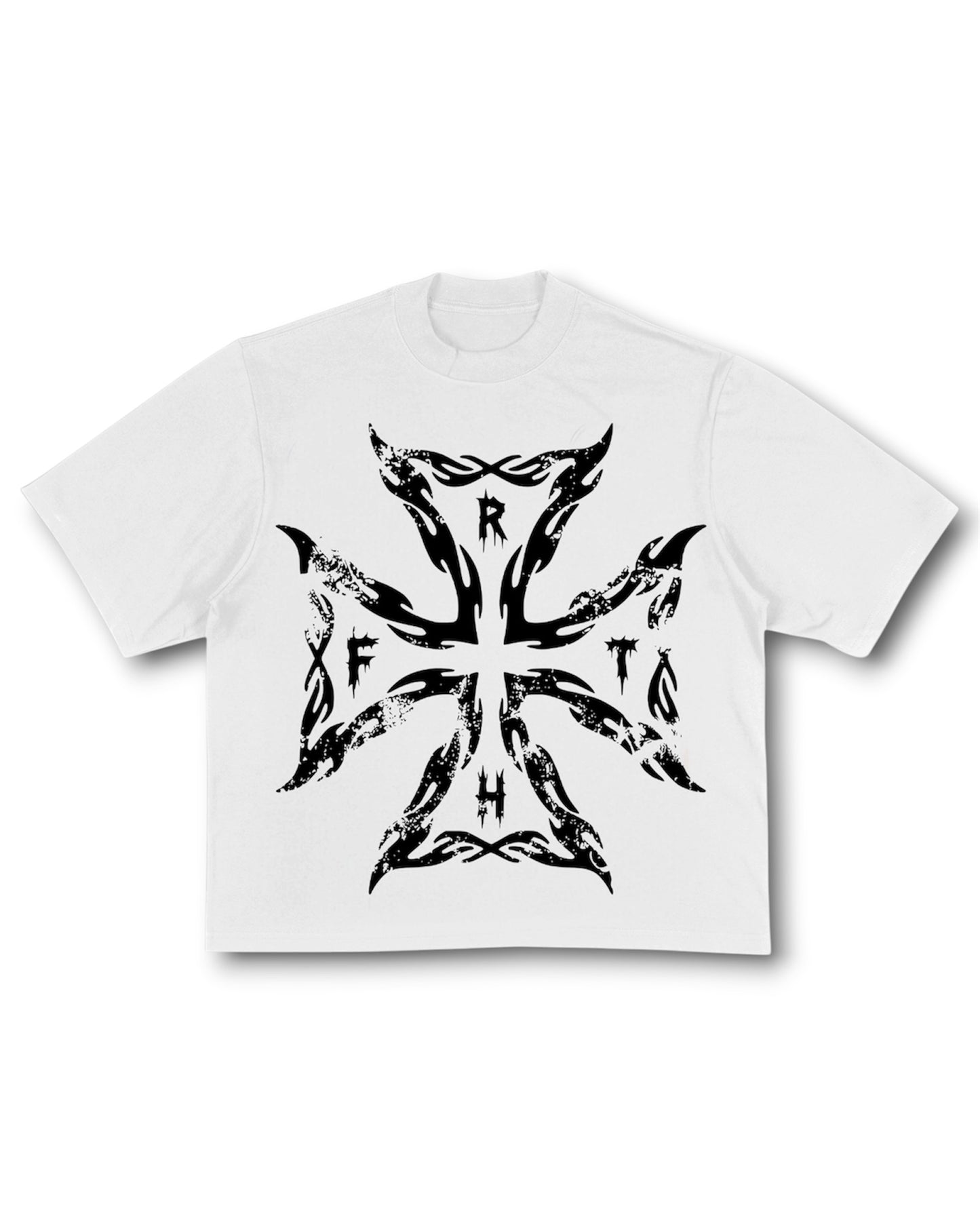 White “Spiked Flame” OVERSIZED TEE