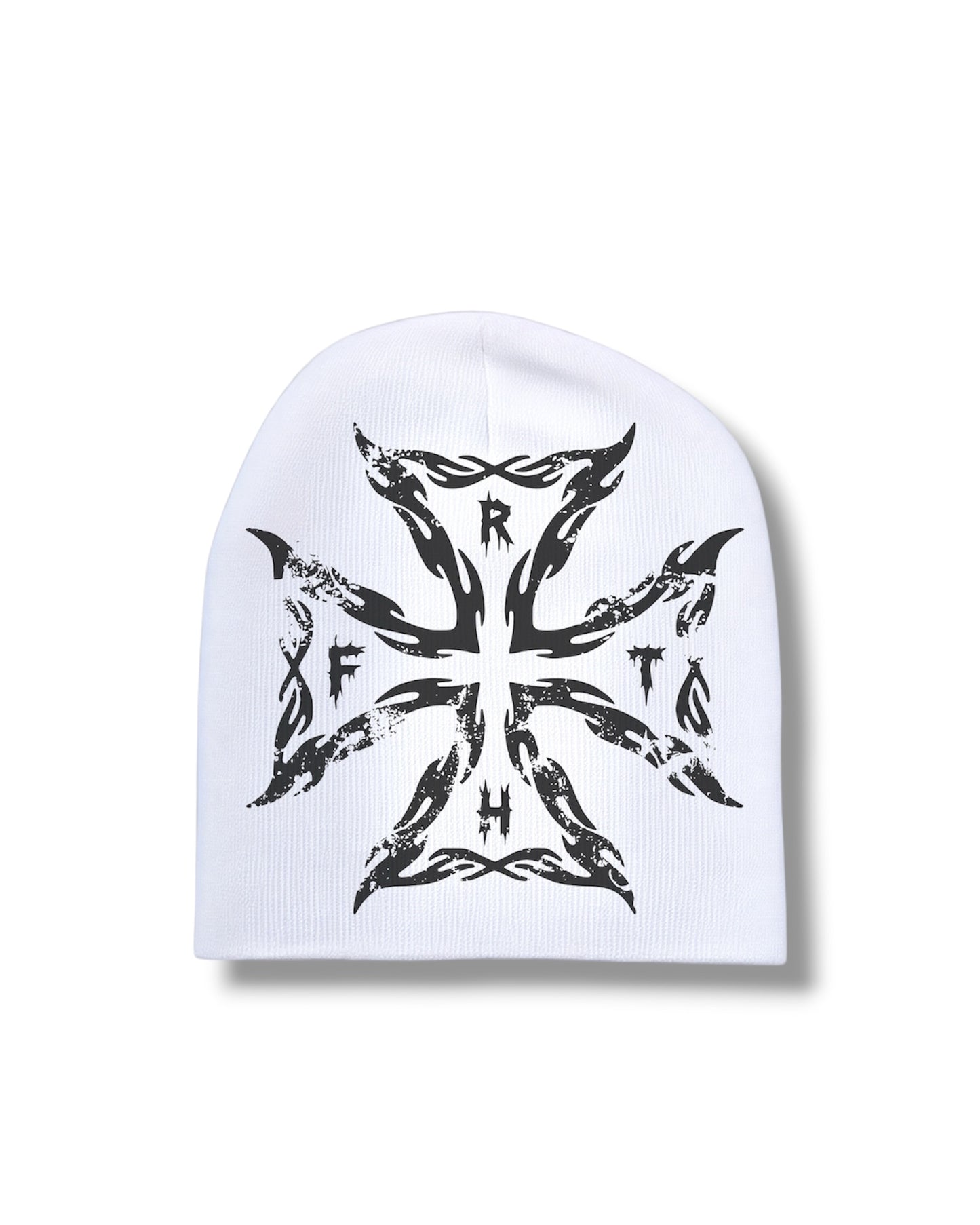 White “Spiked Flame” Beanie