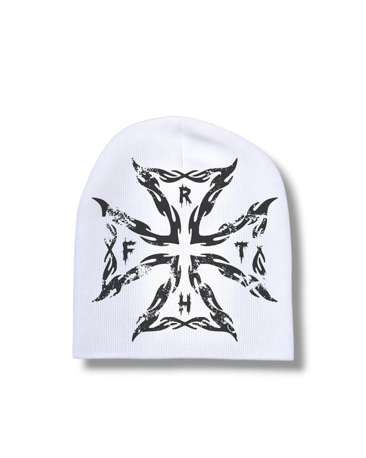 White “Spiked Flame” Beanie