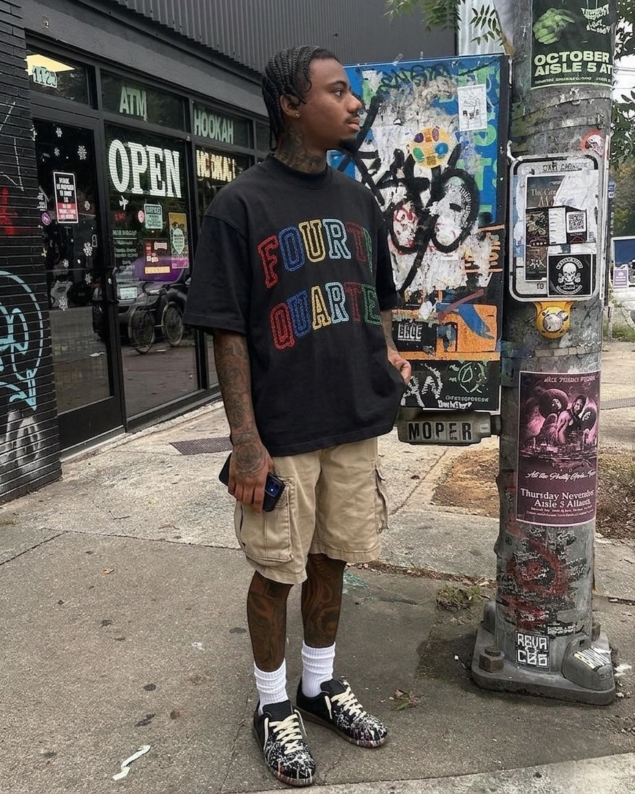Black “Beaded” OVERSIZED TEE