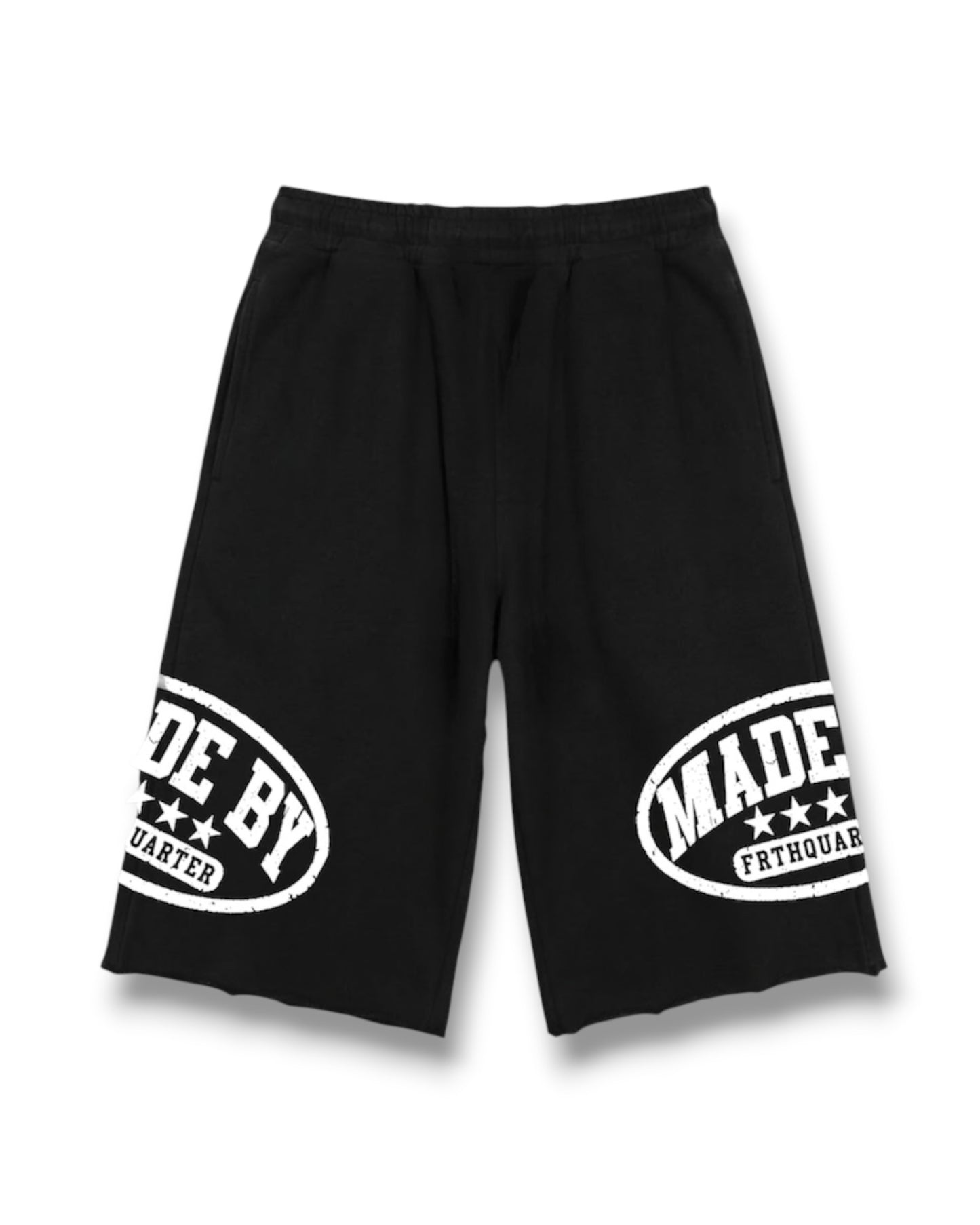3/4 Black Heavyweight “MBF” Shorts