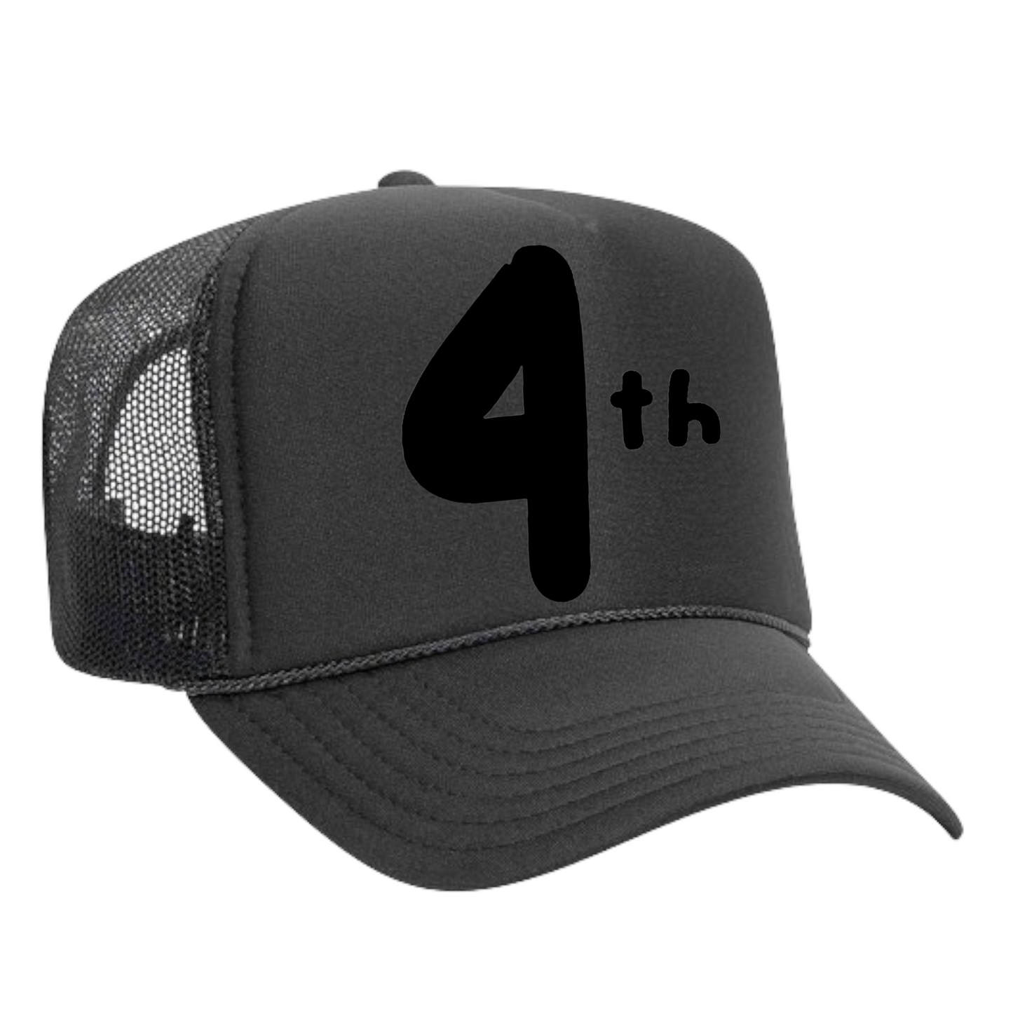 Black "4th" Trucker Hat ( Select Color )