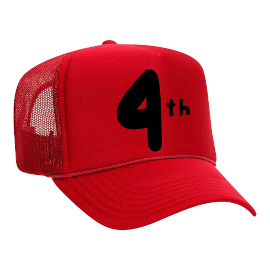 Black "4th" Trucker Hat ( Select Color )